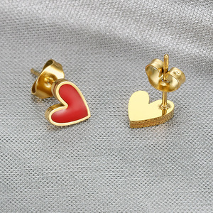 Pendientes de acero inoxidable de plástico rojo amor creativo temperamento de moda europea y americana 2025 - Product Image 2