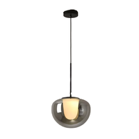 Suspension en verre gris fumée moderne lumière blanche chaude 220V AC lustre de plafond lumière aluminium pierre interrupteur maison bureau Villa