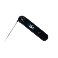 Thermomètre à viande pliable avec sonde SUS304, lecture instantanée rapide en 0,6s, 0,3 ° Écran LCD rétroéclairé étanche IP66 de haute précision pour barbecue
