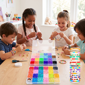 Kit de Fabricación de Joyas DIY de 47 Colores y 6000 Piezas, 2 Cajas de Cuentas Heishi de Arcilla Polimérica Planas y Redondas con Hilo Elástico - Product Image 4