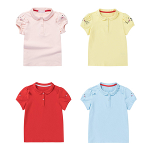 Polo per Bambine <span class=keywords><strong>con</strong></span> Colletto Picot in Cotone, Maglietta a Maniche Corte <span class=keywords><strong>con</strong></span> Stampa Animale per Uso Quotidiano Casual - Product Image 1