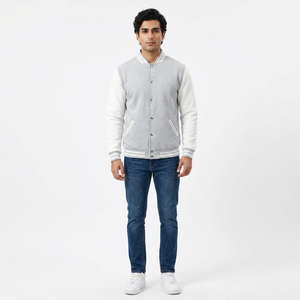 Blouson universitaire de baseball pour homme FINER THREADS, 100 % coton, col montant, logo personnalisé sur le devant, couleurs personnalisables – Meilleures ventes - Product Image 1