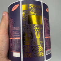 Fabricant d'étiquette personnalisée d'huile d'olive de tournesol feuille d'or violet métallique estampage à chaud adhésif autocollant d'emballage