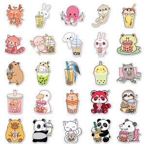 50 Uds lindo Animal Tea Time pegatinas de grafiti personalizadas cuaderno decorativo nevera papelería niños juguetes DIY regalos