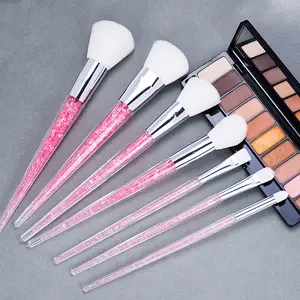 Großhandel zu verkaufen individuelles Logo Make-up Pinsel Werkzeuge gute Qualität 7 Stück rosa glitter Diamanten Make-up Pinsel-Set für Mädchen