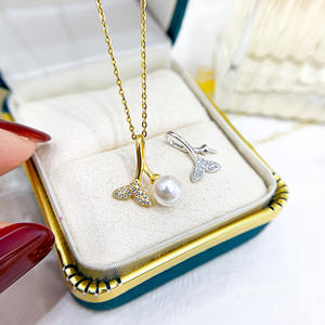 Pendentif en argent S925 30866 Accessoires de bricolage avec petit collier à queue et perles rondes de 6 à 8 mm Pendentifs et breloques - Product Image 3