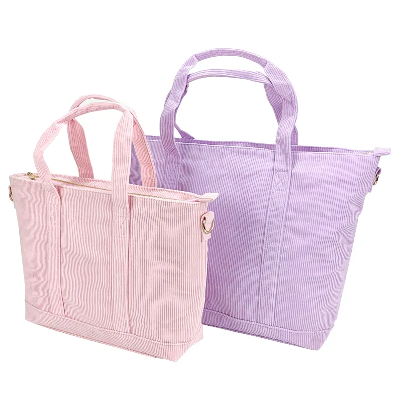 New Design Women's Corduroy Handbag Large Capacity Tote Shopper Bag with Zipper women's tote bags 2022 fashion designer