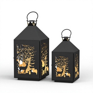 Decoración colgante, portavelas de metal, faroles resistentes al calor, juego de 2, suministros navideños, farol de jardín duradero - Product Image 1