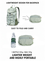 Sac à dos pliable léger en gros, 15L, résistant à l'eau, en nylon, avec logo personnalisé pour la randonnée, les voyages et les sports de plein air