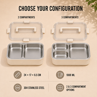 Boîte à lunch personnalisée avec impression, 3 compartiments, 1000 ml, en acier inoxydable 304 de qualité alimentaire, amovible, pour adultes, bureau, voyage, fournie par l'usine OEM