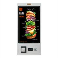 Kiosque de commande à écran tactile capacitif mural pour intérieur, machine de paiement en libre-service avec scanner et imprimante de reçus