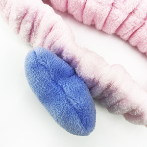 Sang Trọng Dễ Thương Tim San Hô Lông Cừu Trang Điểm Spa Headband Mềm Đàn Hồi Head Bọc Mỹ Phẩm <span class=keywords><strong>Bow</strong></span> Phụ Nữ Mặt Tóc Ban Nhạc Scrunchies - Product Image 4