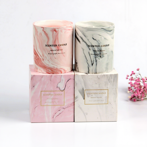 แก้วเซรามิคลายหินอ่อนสไตล์นอร์ดิกสุดหรู พร้อมเทียนหอมจากถั่วเหลืองธรรมชาติ ของขวัญสุดเก๋สำหรับสาวๆ ตกแต่งบ้านอย่างมีสไตล์ - Product Image 2