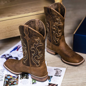 Botas Vaqueras de Cuero Genuino a la Moda para Mujer con Construcción Goodyear Welt y Punta Cuadrada, Botines Planos Estilo <span class=keywords><strong>Western</strong></span> para Trabajo - Product Image 5