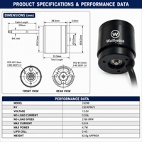 Moteur sans balais étanche IP68 Waillynice 2429B 230KV 12V 2-4S pour bateau à appât RC, propulseur sous-marin ROV