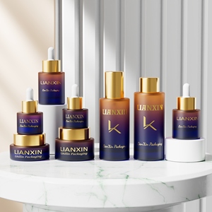 Juego de envases cosméticos personalizados con estampado negro, tarro de crema facial de lujo esmerilado vacío, botella de suero de loción de vidrio para el cuidado de la piel con bomba - Product Image 4