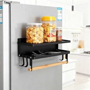 Fridge Organizer Magnetic Shelf 2 Tier Black Hanging Storage Rack For Kitchen <b>Refrigerator</b> Side Mount No Drill - Product Image 2