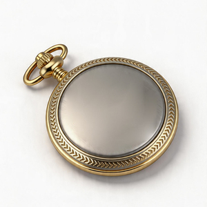 Montre de poche vintage dorée avec cadran noir et chiffres romains, montre de poche de luxe à quartz pour hommes et femmes, cadeau rétro pour collectionneur - Product Image 3