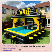 Plateforme flottante gonflable d'extérieur en PVC et tissu maillé avec auvent, pour bar aquatique, piscine marine, canapé de luxe et divertissement sur yacht