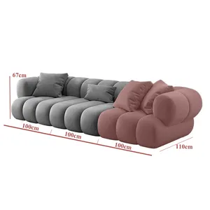 ATUNUS American Large Velvet Home Furniture Nordic Modern L Shape Corner Living Room Modular Sectional Sofa Couch Set