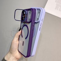Coque en acrylique mat pour iPhone 17 Pro avec support magnétique, design transparent, antichute et protection d'objectif, couleur orange