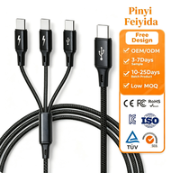 Câble de charge rapide 3 en 1 C vers triple Type C 60W, cordon de synchronisation de données multi-appareils pour plusieurs téléphones et tablettes Type C