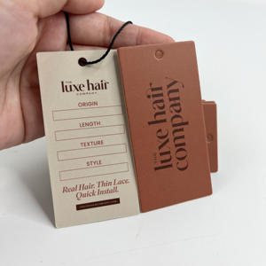 Etiquetas Colgantes de Papel Marrón Personalizadas - Etiquetas de Lujo para Extensiones de Cabello con Cordón Negro y Campos de Información Impresos - Product Image 5