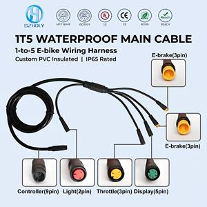 Custom PVC Insulated Cable Motorcycle Ebike Waterproof Main Cable 1T5 1 to 5 Wiring Harness for Ebike Throttle Brake Display - Product Image 1