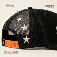 Casquette Trucker OEM 6 Panneaux avec Broderie Personnalisée 5 Étoiles et Logo Latéral pour Grossistes – Usine BSCI, Streetwear, Faible MOQ, Prix Compétitif