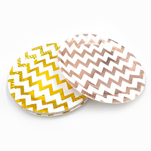 Hanlin <b>Disposable</b> Paper <b>Plates</b> Round Zigzag Pattern Party Dinner <b>Plates</b> Gold Silver Rose Gold - Product Image 5