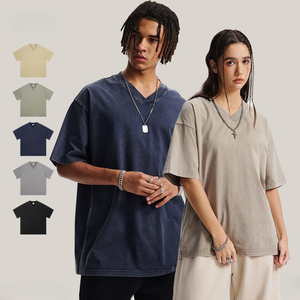 เสื้อยืดผ้าฝ้ายคอวีแขนสั้นผู้ชายสไตล์ลำลองกันหด - Product Image 3