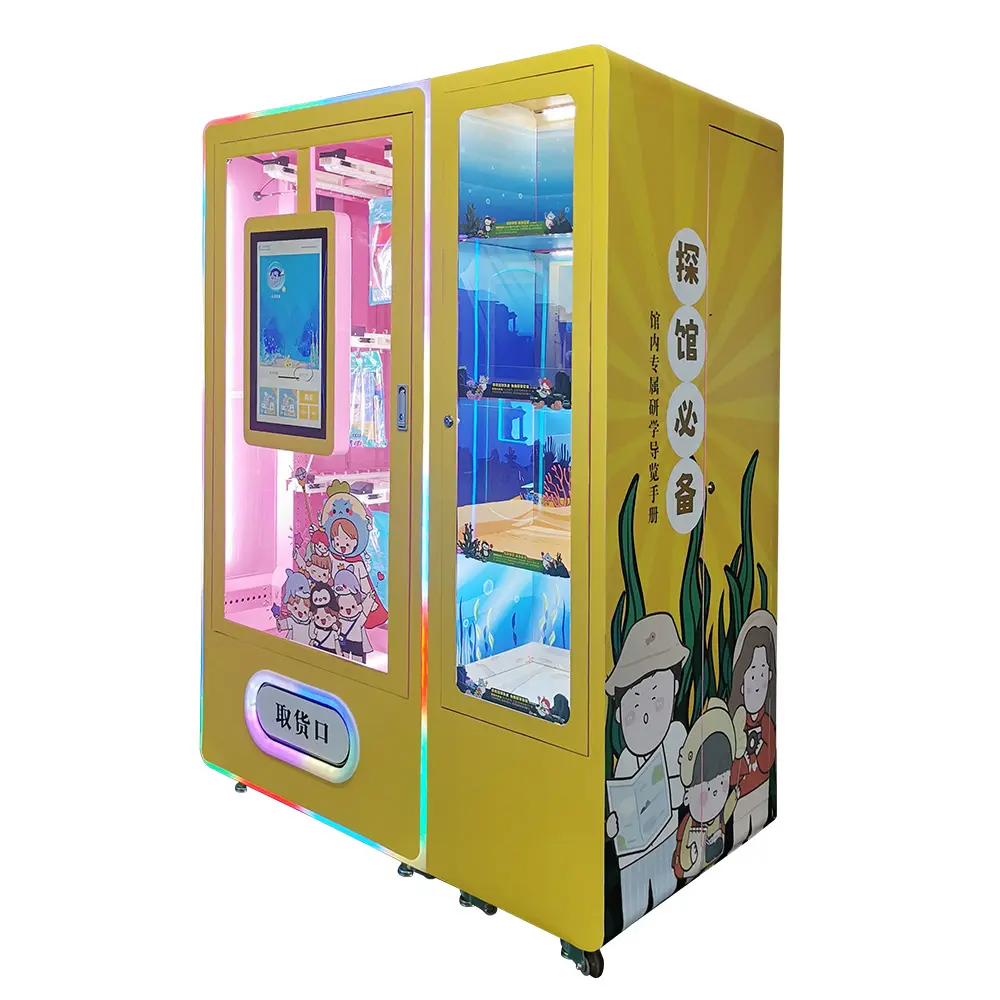 Pendurado automático 21,5 polegadas touch screen metal aço atacado roupas jóias vending machine