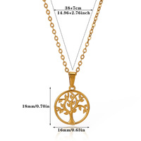 Collier Fanhua Jewelry, best-seller TikTok, en acier inoxydable anti-ternissement, étanche, plaqué or, motif croissant de lune et arbre de vie