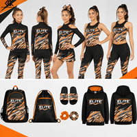 Ensemble de survêtement tendance 2026 pour cheerleading, avec sweat à capuche en strass et nœud assorti pour filles, idéal pour studio de danse professionnel