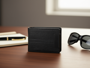 Portafoglio da uomo in vera pelle, corto, pieghevole, stile minimalista, ideale come regalo - Product Image 2