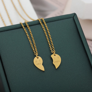 Sin deslustre 2 unids/set collar con colgante de corazón de acero inoxidable chapado en oro <span class=keywords><strong>mejor</strong></span> amigo amistad BFF <span class=keywords><strong>regalo</strong></span> de joyería de moda - Product Image 4