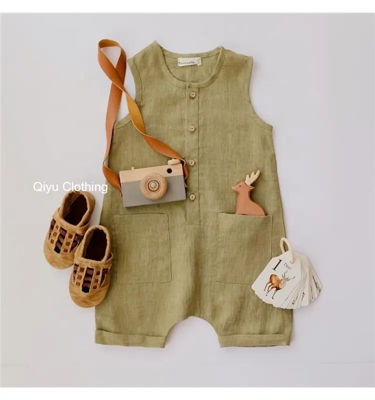 Baby boy linen romper for summer clothes boys clothes sleeveless jumpsuit