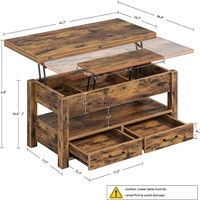 Table basse multifonctionnelle KD avec tiroirs, design minimaliste moderne en teck, style nordique, pour la maison, livraison transfrontalière