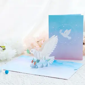Peace dove stereo greeting card paper carving hollow creative birthday gift blessing message thank you Thanksgiving card cross-b