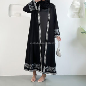 Abaya Negra con Cuentas, Diseño Habib 2026, Venta al por Mayor en Dubái, Abaya Abierta de Lujo de Alta Calidad con Bordado, Ropa Islámica - Product Image 2