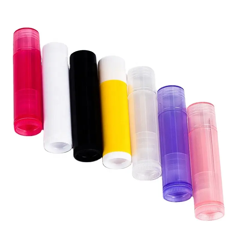 Envase de bálsamo labial, barra de labios de Etiqueta Privada, transparente, blanco, negro, 4g, 5g, tubo de plástico