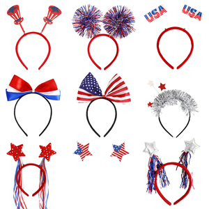 2026 nuovo per <span class=keywords><strong>Amazon</strong></span> esplosione bandiera americana cappello festa dell'indipendenza fascia decorativa per capelli nappa a cinque punte festa promozionale - Product Image 1