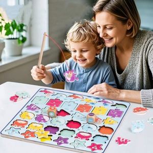 Nouveauté : Jouet éducatif pour enfants, jeu de tri des formes et des couleurs, jeu de pêche magnétique en bois pour tout-petits - Product Image 1