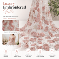Tissu de dentelle perlée 3D de luxe écologique 2026 avec cordon floral, broderie de sequins scintillants pour mariage, personnalisable OEM, échantillon gratuit