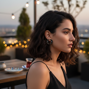 Black Zircon Stone Moon Design Woman <b>Stud</b> Earrings Wholesale Turkish Handmade 925 <b>Sterling</b> <b>Silver</b> Jewelry - Product Image 3
