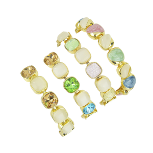 Handcrafted Natural Stone Adjustable <b>Bracelet</b> for Women Gold Plated Brass Gemstone Everyday Jewelry - Product Image 1