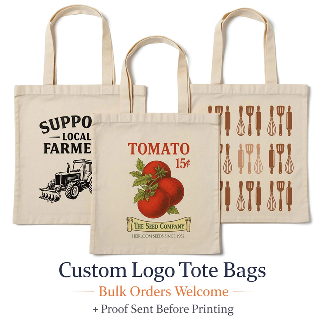 Custom Logo Promotional Cotton Tote Bags with Long Handle for Events Reusable Trade Show Bags for Business Use Box Packaging
