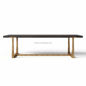 FERLY <span class=keywords><strong>Table</strong></span> de salle à manger de style américain <span class=keywords><strong>Table</strong></span> en bois massif <span class=keywords><strong>Table</strong></span> rectangulaire en métal coulé <span class=keywords><strong>Table</strong></span> et chaise à montants coniques - Product Image 1