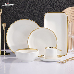 Vaisselle en céramique luxueuse plaquée or, vaisselle de luxe à Phnom Penh pour hôtels, restaurants, mariages - Product Image 1