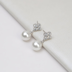 Wenchi European American Trend DIY 925 Silver Chrysanthemum Drop <b>Glue</b> Earring Ring Set Women's Pearl Empty Support <b>Model</b> 16324 - Product Image 1